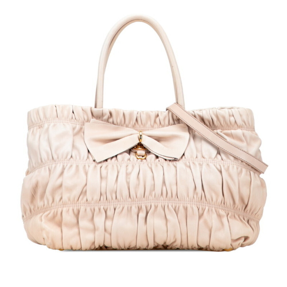 PRADA Cream Leather Shoulder Bag